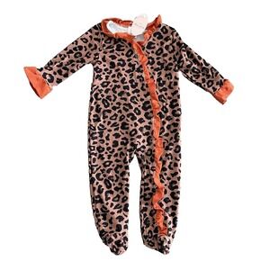 Marie Nicole Baby Girls Fall Leopard Ruffled Romper Size 18-24 M New with Tag